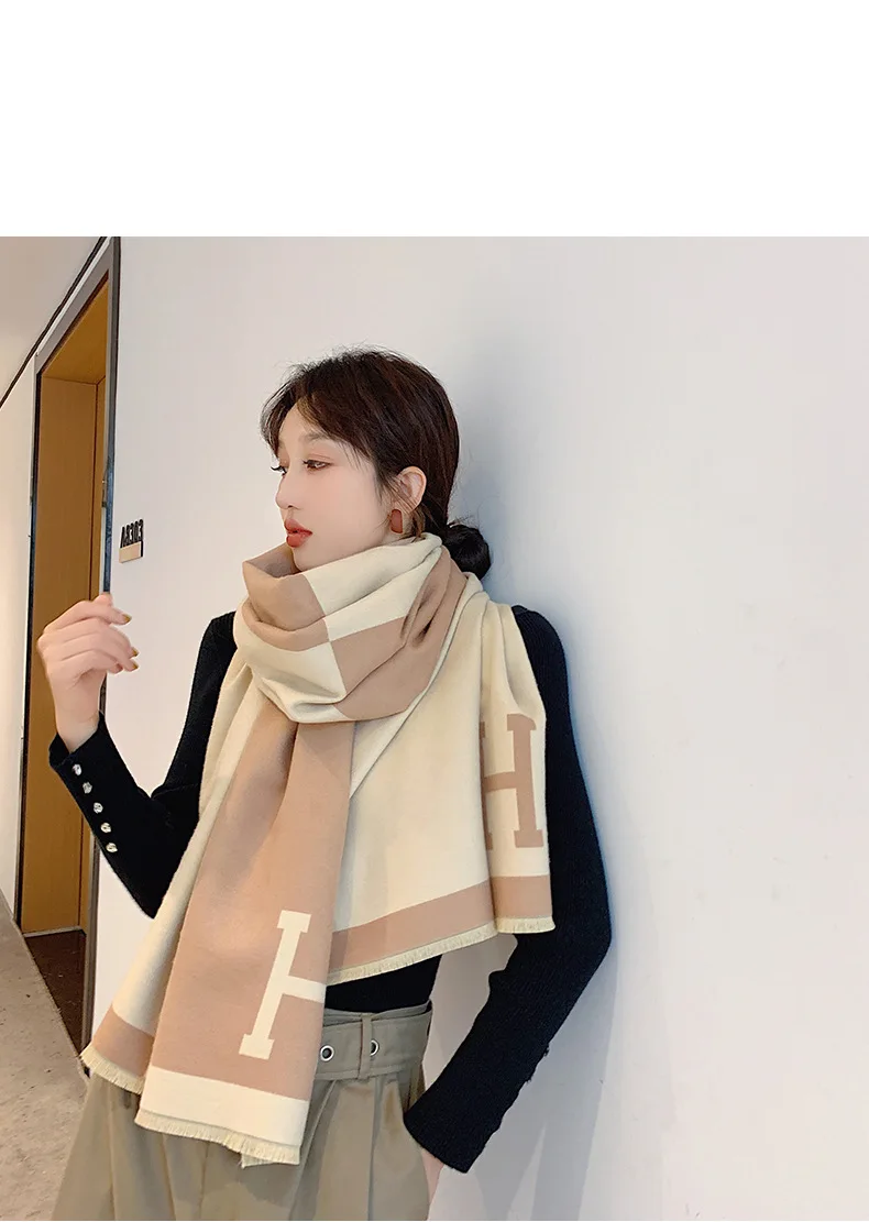 190*65cm New Autumn Winter Female Scarf Women Cashmere Scarves Wide Lattices Long Shawl Wrap Blanket Warm Tippet wholesale