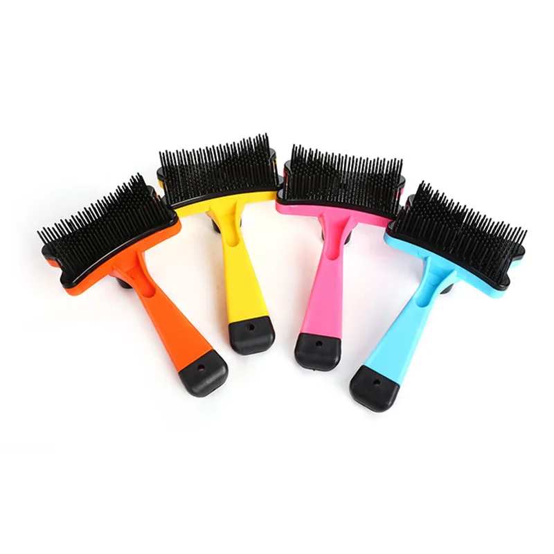 1 Uds 12,3*6,3 cm cepillo masajeador herramientas de aseo perro Herramientas de limpieza accesorios para mascotas de plástico portátil perro removedor de pelo cepillo