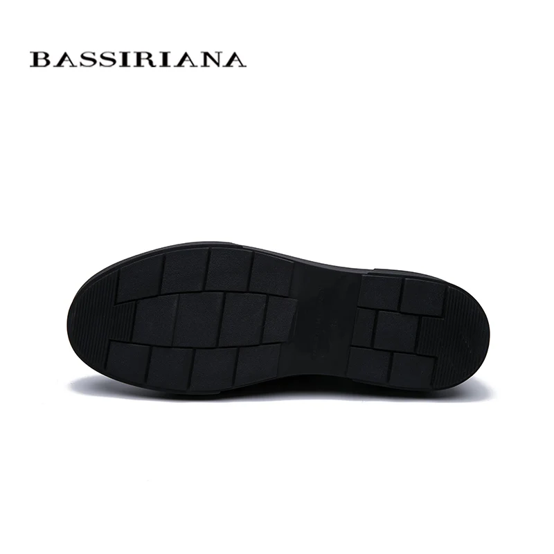 BASSIRIANA 2019 new warm black leather men's winter boots ankle boots soft genuine wool Men 'S shoes
