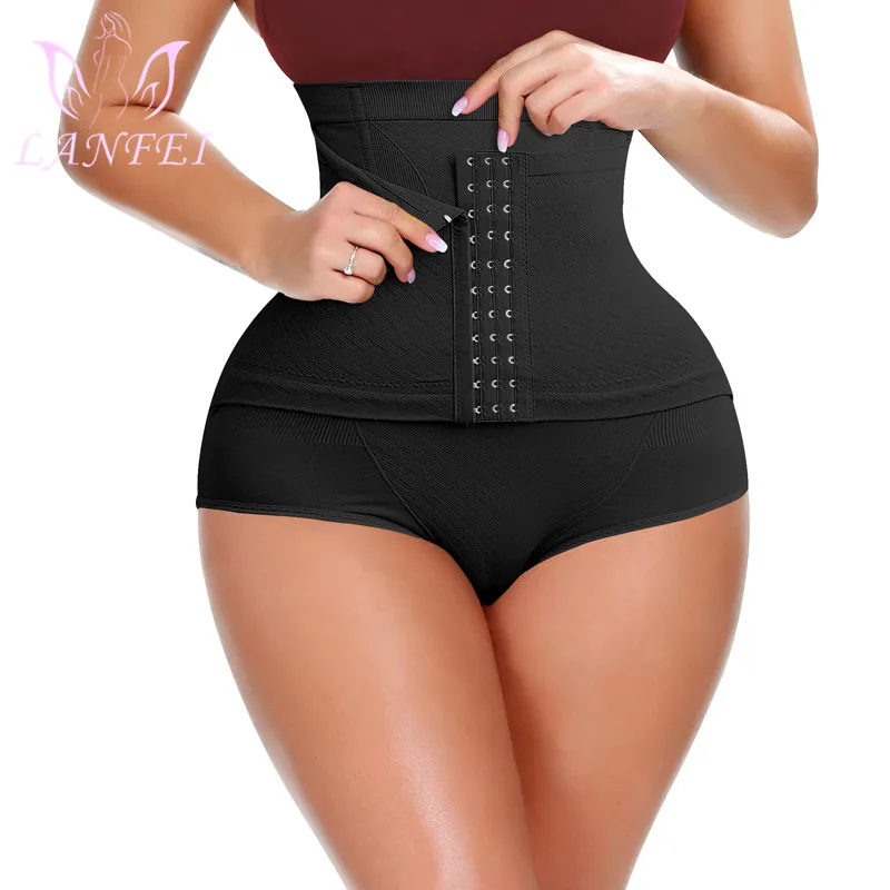 LANFEI Women Firm Shapewear Tummy Control Butt Lifter High Waist Trainer Body Shaper Panties Thigh Slim Girdle with Hook Shorts skims shapewear