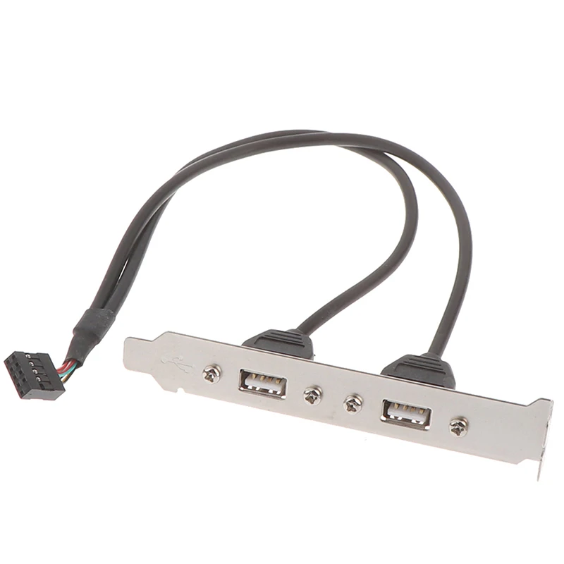 2Ports USB 2.0 Rear Panel Converter Bracket to Motherboard 9Pin Header