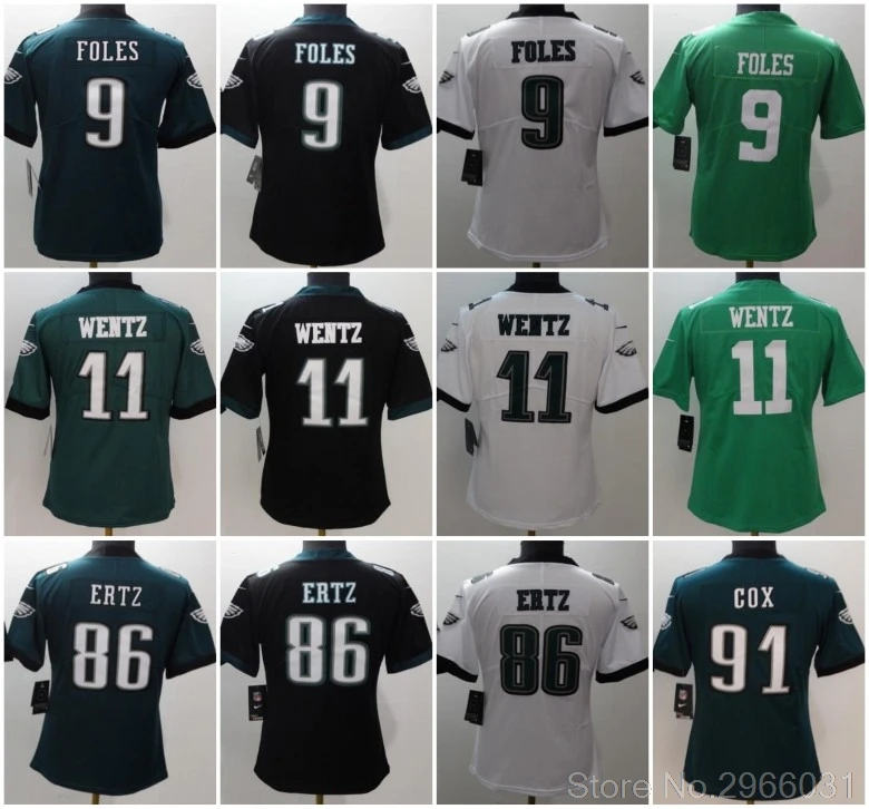 А+++ качественные женские 86 Zach Ertz 91 fletcher cox 11 carson wentz 9 Nick Foles Jersey Philadelphia