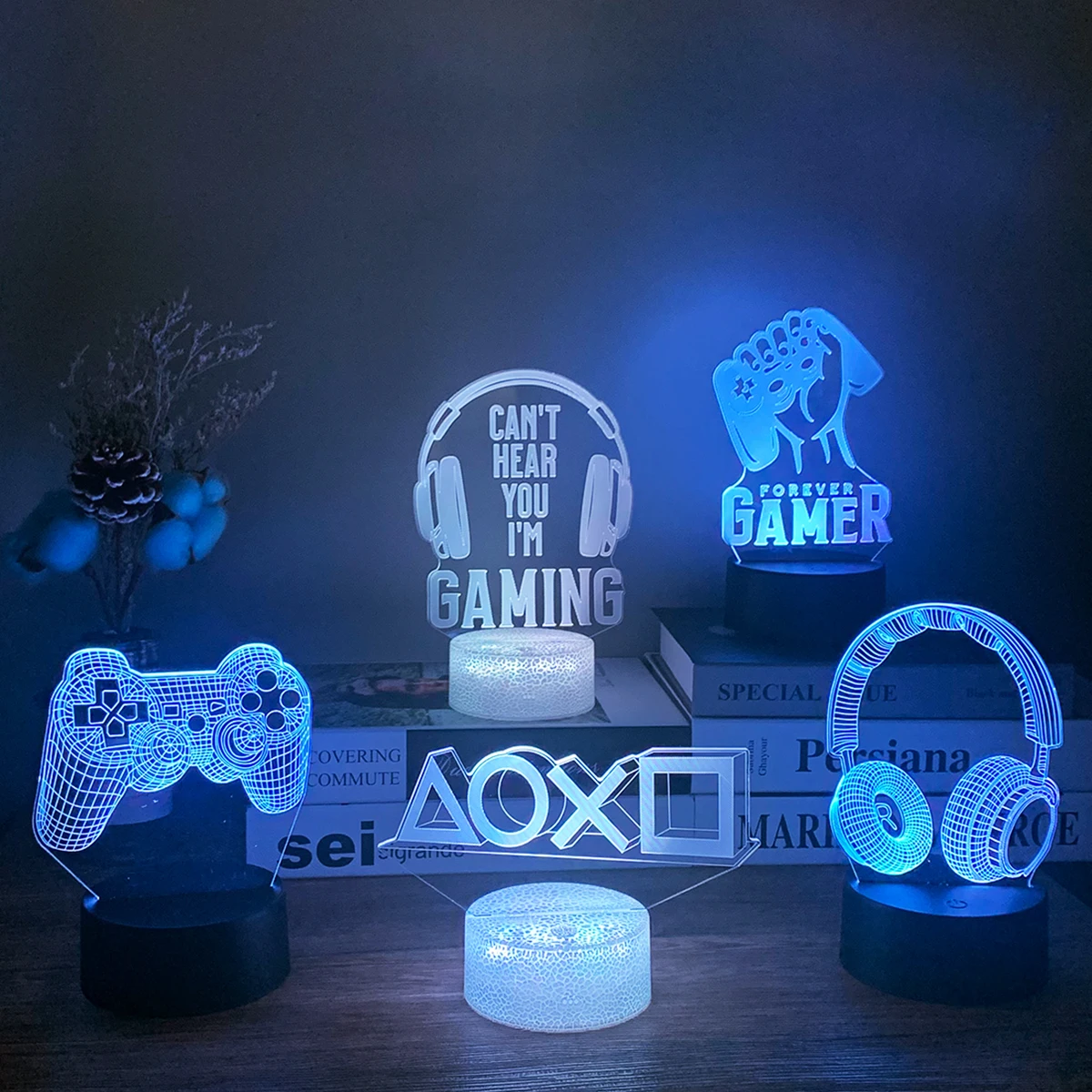 3D LED Gaming Setup RGB Lamp USB Powered Night Light Table For Bedroom Decor Christmas Lights Gaming Room Lamp Decoration