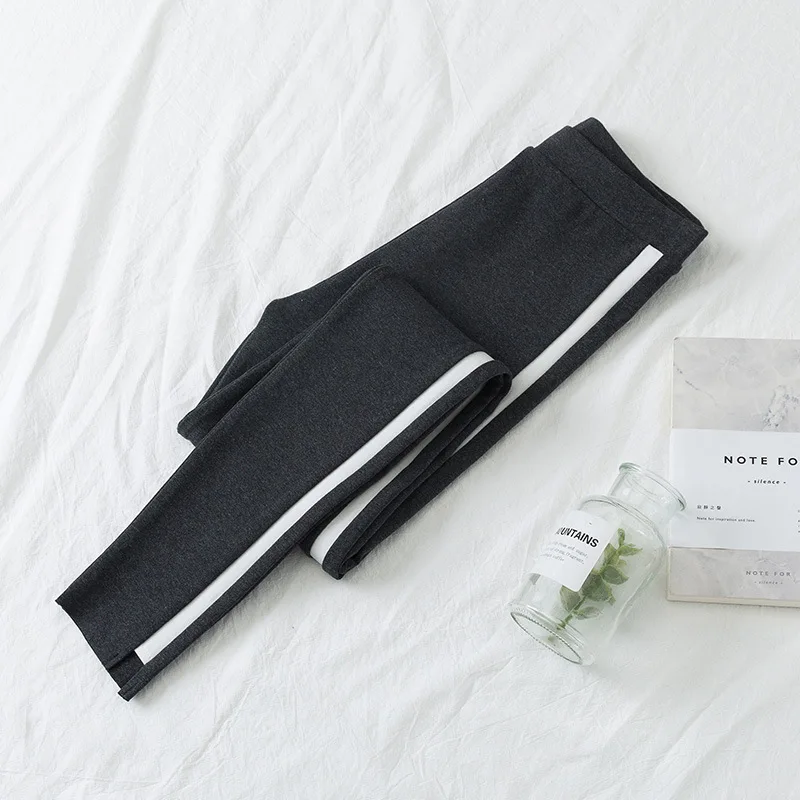 Dark Gray Корейские боковые белые утягивающие девять леггинсов хлопковые леггинсы Джокер Леггинсы спортивные носки с силиконовой подошвой Леггинсы спортивные брюки женская одежда - Цвет: Dark Gray