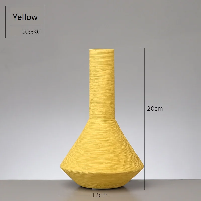 yellow Morandi стиль высококачественная керамическая ваза простая гостиная декоративная керамика Цветочная композиция художественное и художественное украшение - Цвет: yellow