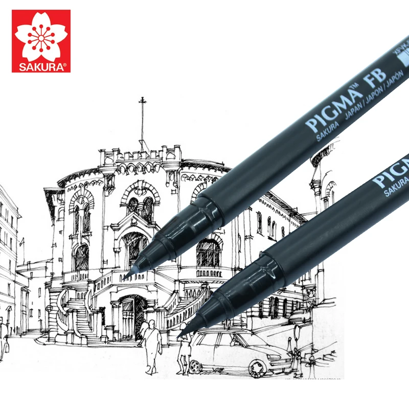 Каллиграфия и эскиз! Японская мягкая кисть Sakura Pen PIGMA с черными чернилами