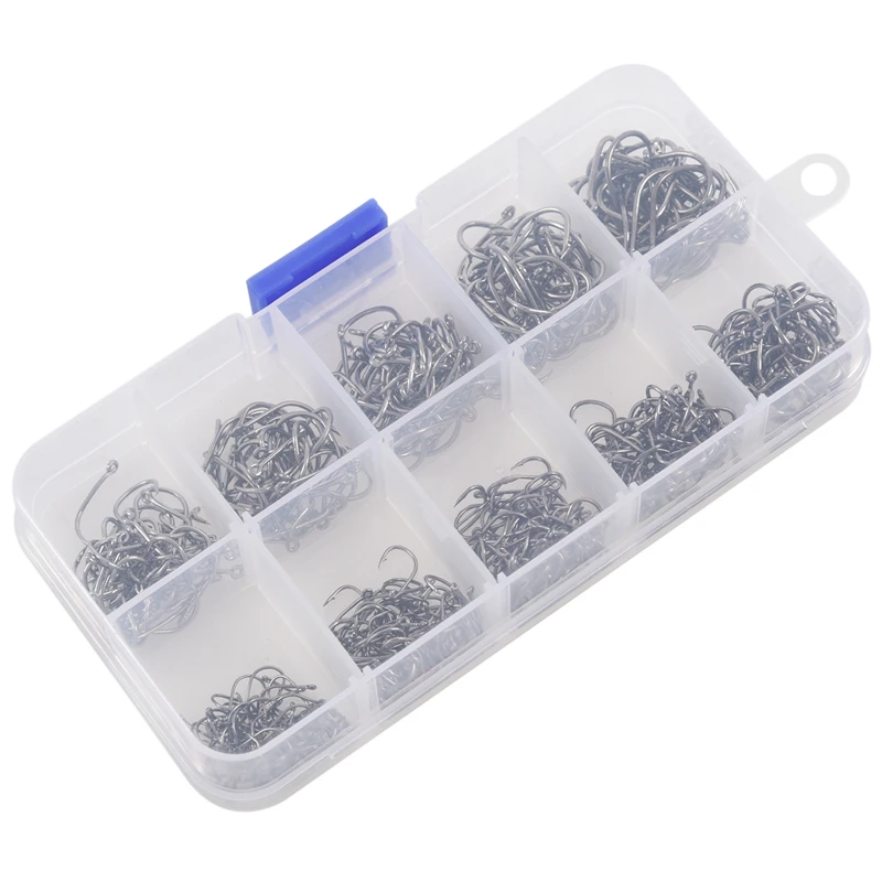 ABZB-500 X Fishing Hook Hook Hook Hooks Size 3 to 12 with Eye Box Case Black