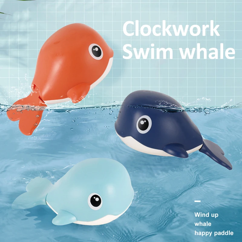 1pcs BathToys Children's Water Baby Bath Wind up Clockwork Whale Swim