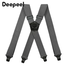 Deepeel 1Pc 3.5*120cm Men Unisex Adult 4 Clip Suspenders Men's X Back Elastic Adjustable Wide Work Braces Stretch Male Jockstrap