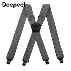 Deepeel 1Pc 3.5*120cm Men Unisex Adult 4 Clip Suspenders Men's X Back Elastic Adjustable Wide Work Braces Stretch Male Jockstrap