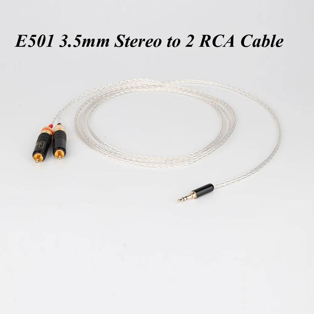 E501 чисто посеребренный 3 5 мм стерео к 2 RCA кабель Hi-end двойному кабелю для усилителя