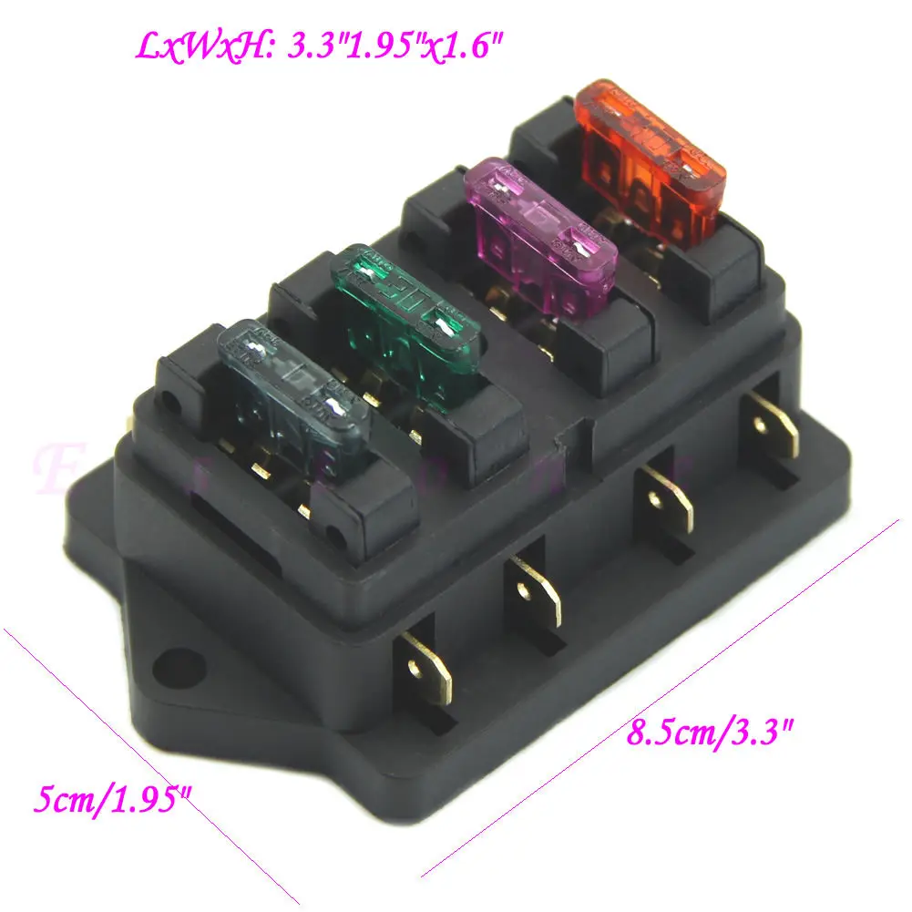 FUSE HOLDER BOX 4 WAY CAR VEHICLE CIRCUIT AUTOMOTIVE  FUSE BOX BLOCK