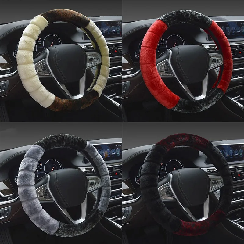 Natural Fur Sheepskin Styling Car steering wheel covers for Car Steering Wheel