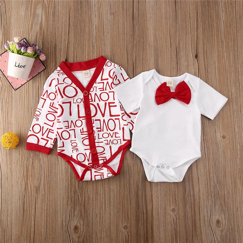 Комплекты одежды для новорожденных мальчиков «My 1st Valentine's Day», комплект из 2 предметов, комбинезон с принтом «ДЖЕНТЛЬМЕН» и «любовь», хлопковый комбинезон для маленьких мальчиков и девочек 0-24 месяцев