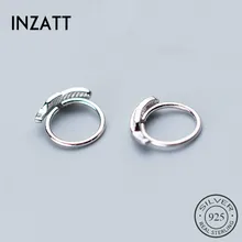 INZATT, настоящее 925 пробы, Silve, минималистичные серьги-кольца с перьями для модных женщин, вечерние ювелирные изделия, модные аксессуары, подарок