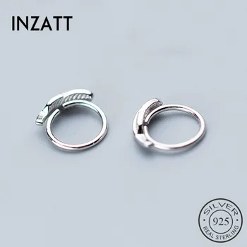 

INZATT Real 925 Sterling Silve Minimalist Feather Hoop Earrings For Fashion Women Party Fine Jewelry Trendy Accessories Gift