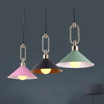

Fashion Creative iron Four color pendent lamps E27 bulb led lamps Living room bedroom pendent lamp led lustre pendent lighting