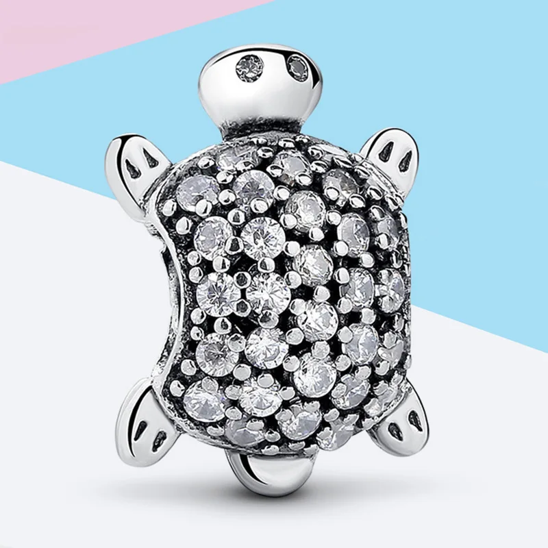 

Leabyl New Arrival Ocean Series White Crystal Beads fit Pandora Bracelet Necklace Silver Turtle Animal Charms for DIY Jewelry