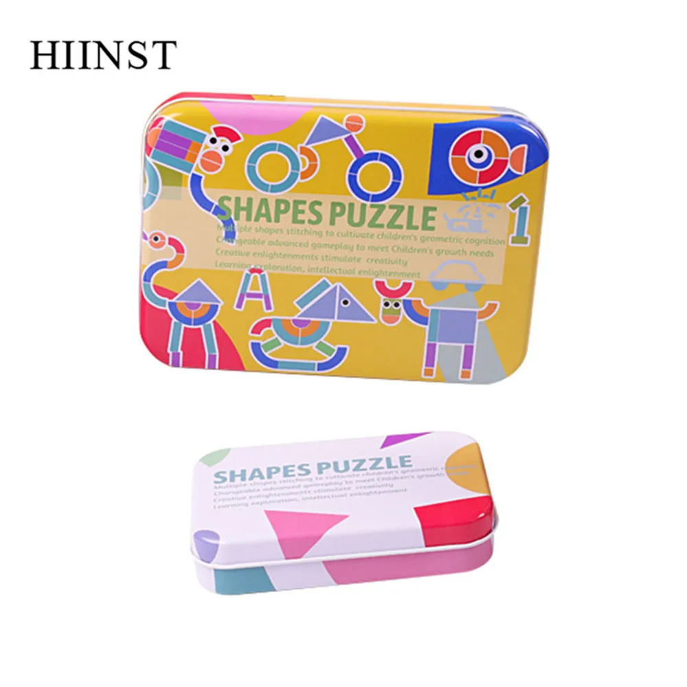 Yellow HIINST креативные игрушки деревянная настольная игра-головоломка Набор Обучающие игрушки геометрический паззл игровая коробка для ребенка ранняя развивающая игрушка-Танграм - Цвет: Yellow