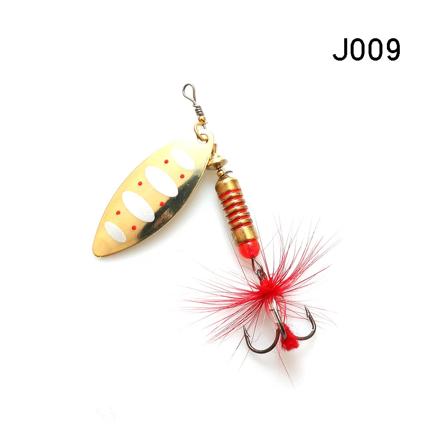 W.P.E New Spinner Lure Hard Bait 1pcs 6.5g/10g/13.5g Spoon Lure Metal Lure Feather Treble Hook Fishing Tackle Bass Fishing Pesca - Цвет: J009