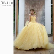 Желтое милое бальное платье милое 15 кружевное бальное платье с открытой спиной с корсетом Бисероплетение бант платья для вечеринок