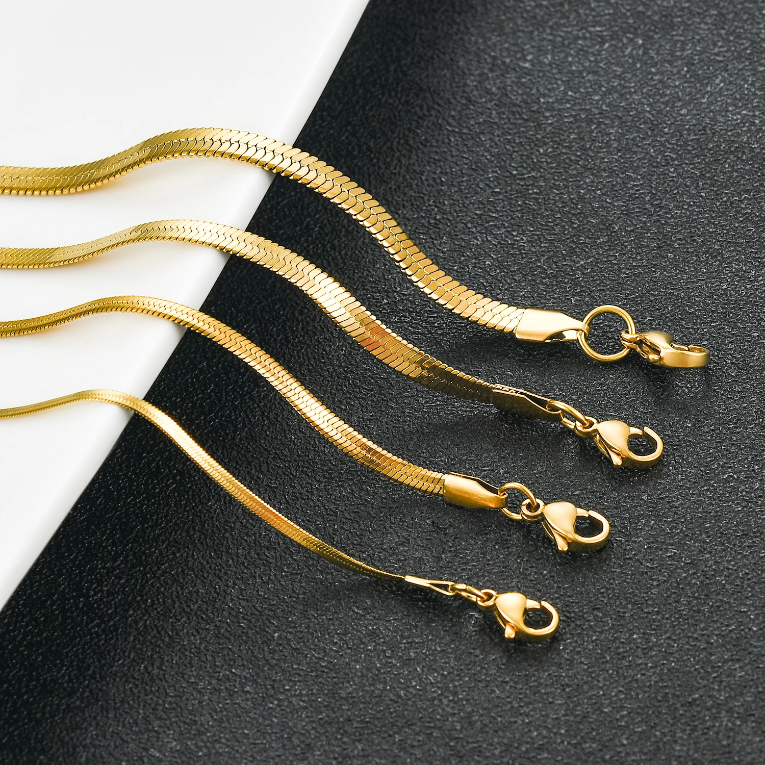 Classic Fashion Stainless Steel Snake Blade Chain Gold Men's Long Necklace | Украшения и аксессуары