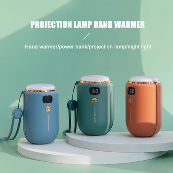 

3 in 1 USB Rechargeable Hand Warmers Phone Power Bank Projection Lamp Night Light Portable Pocket Hand Heater Warming Product