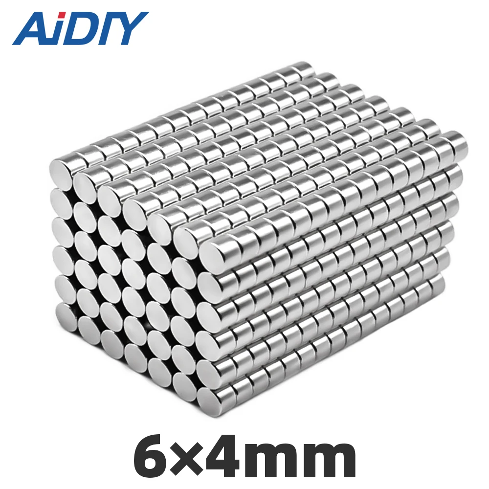 

AI DIY 10/50/100Pcs N35 6x4mm Mini Small Eodymium Magnet Strong Powerful Force Round Rare Earth Magnets For Multi-Use Disc 6*4mm