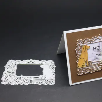 

Dog Frame Metal Rectangle Cutting Dies Stencil Cut Die Lace Decoration DIY Scrapbooking Embossing New Craft Stamps And Dies