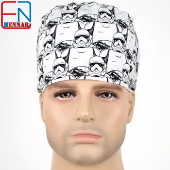 

Hennar Men's Scrub Caps , 100% Cotton Adjustable Elastic Bands Surgical Scrub Caps Medical Hospital Doctor Headwear Cap ,