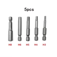 

5Pcs 50mm 1/4in Shank H3/4/5/6/8 Magnetic Hex Screwdriver Bit Screw Driver Screwdriver Bit Set S2 Alloy Steel Screwdrivers