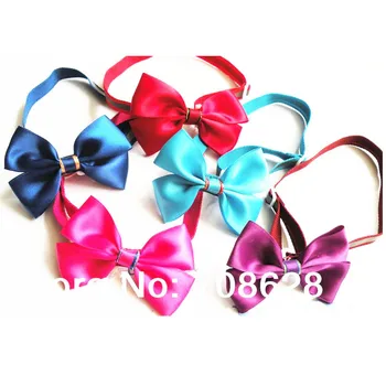 

50PC/Lot Reflective Dog Bow Ties Neckties Solid Colors Cat Dog Bowties Collars Pet Dog Accessories