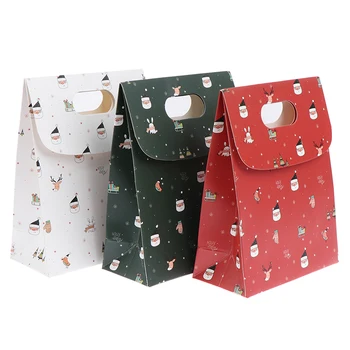 

10pcs/set Christmas Gift Box Fruit Candy With Hand Gift Bag Portable Flip Simple
