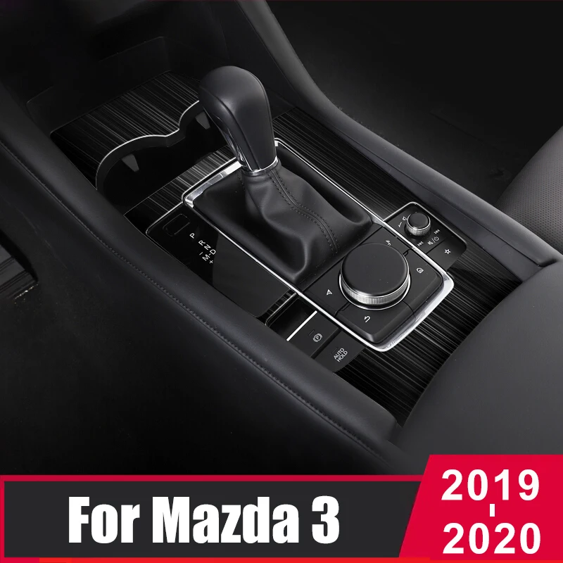 For Mazda 3 Axela BP 2019 2020 Stainless Steel Car Gear Shift Box Panel Cover Water Cup Holder Sticker Trim Strip Accessories | Автомобили