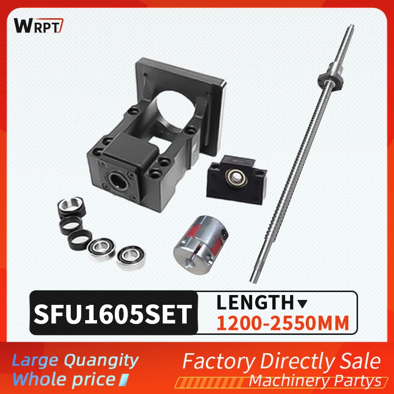 

Ball screw SFU1605+round hole nut+HM12-57/12-60 nema23/24 stepping servo motor+BF12+coupling XB25 * 30+DSG16H long 1200MM-2550MM
