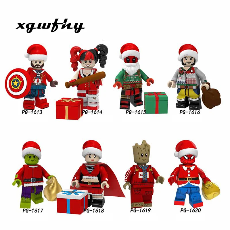 

Single Christmas Halloween Superhero Captain Spider-Man Cartoon Dragon Ball Anime Goku Movable Block Bricks Children's ToysJM142
