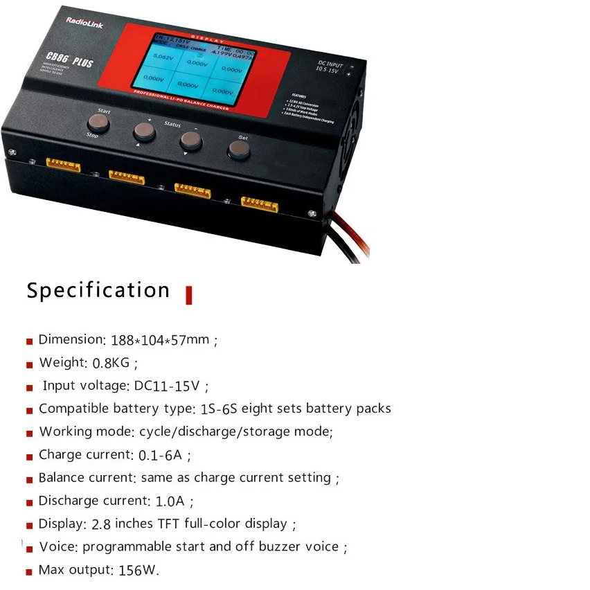 Портативное зарядное устройство CB86 Plus для 8 шт. 2-6S Lipo батарея одновременно профессиональная для RC вертолета 2-6S Lipo батарея