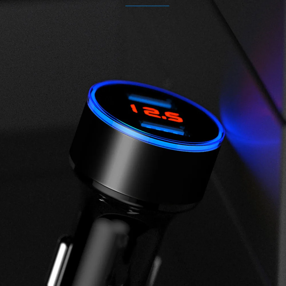 Z25 синий светодиодный экран дисплея 2.1A двойной зарядное устройство USB 2 порта ЖК-дисплей DC 12-24V Автомобильное зарядное устройство