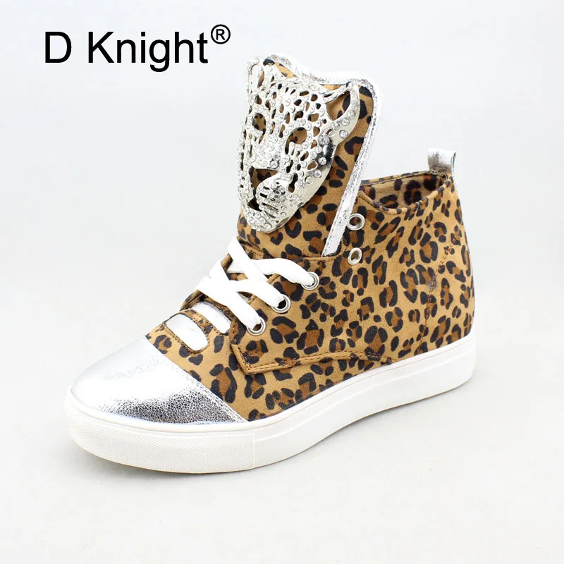 Женские кроссовки с Леопард кристаллами на шнуровке Chaussures Femme Buty Damskie Модные