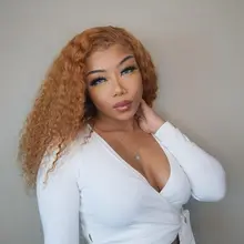 Marrón y rubia resaltar peluca mongol Afro rizado Pelo Rizado peluca pelucas de cabello humano para las mujeres 180 de densidad T parte de encaje peluca 13x6 6x1Remy
