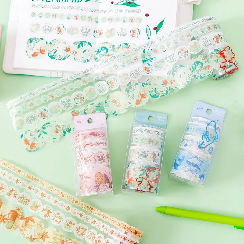 

4Pcs/set Washi Tape Cute Japan Vintage Sticker kawaii Adhesive Tape + Clip DIY Scrapbooking Masking Tape Decorative Tape School