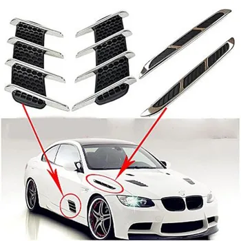 

2 Pcs Universal Car Hood Side Flow Vent Fender Air Net Door Decals Sticker DIY Simulation Shark Gills Outlet Stickers