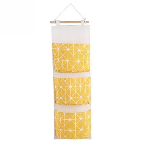 YELLOW 3 кармана из хлопка и льна, настенные подвесные сумки для хранения, карман на дверь, спальню, домашний карман для хранения, домашний декор, подвесная сумка pf90915 - Цвет: YELLOW