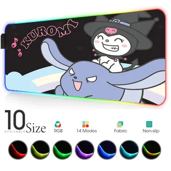 

Led Mouse Pad Rgb Cartoon Cute My Melody Kuromi Natural Large Mouse Mat Laptop Pad Gaming Accessories Play Mat with Backlight
