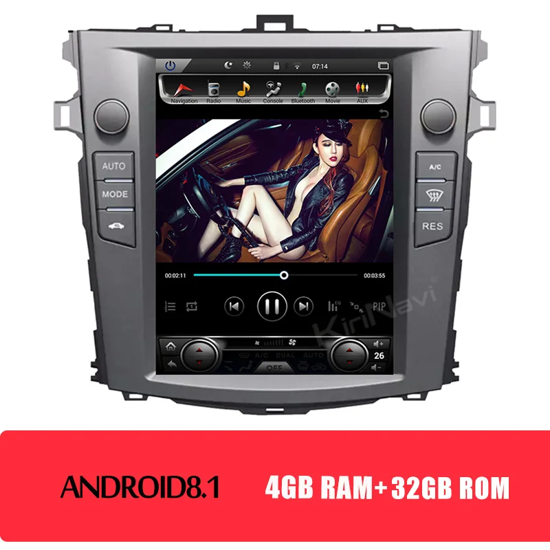 KiriNavi вертикальный экран Tesla style 10,4 ''Android 8,1 автомобильный DVD мультимедийный плеер для GPS для Toyota Corolla навигация 4G 2006-2012 - Цвет: Android Car Radio