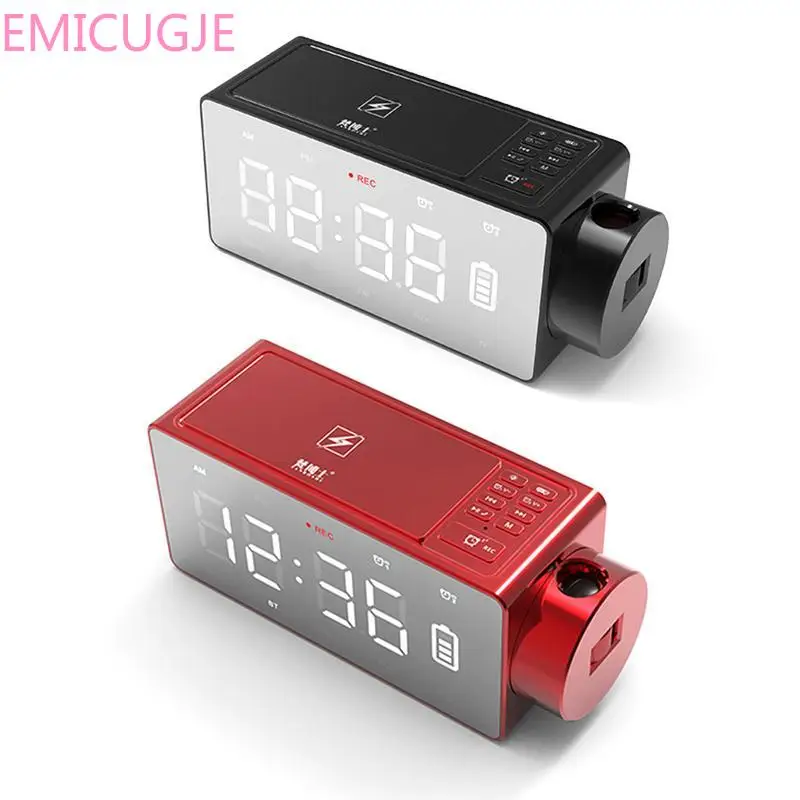

Screen Alarm Clock Snooze FM DIY Alarm Music Table Wireless Charging Projection Digital Clock Bluetooth Speaker LED Large