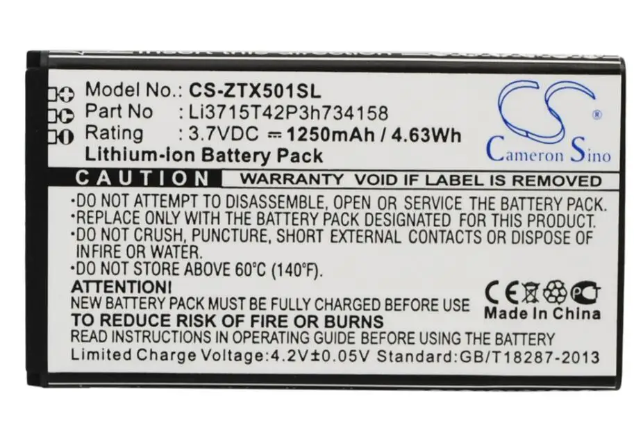 Cameron sino 1250 мАч батарея для zte Score M X500M Li3715T42P3h734158 мобильный Смартфон | Мобильные
