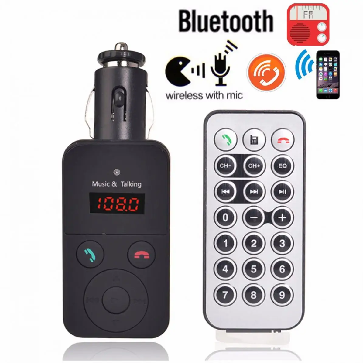 Беспроводной Bluetooth FM передатчик модулятор Автомобильный комплект MP3 плеер ЖК-дисплей Поддержка SD USB пульт дистанционного управления