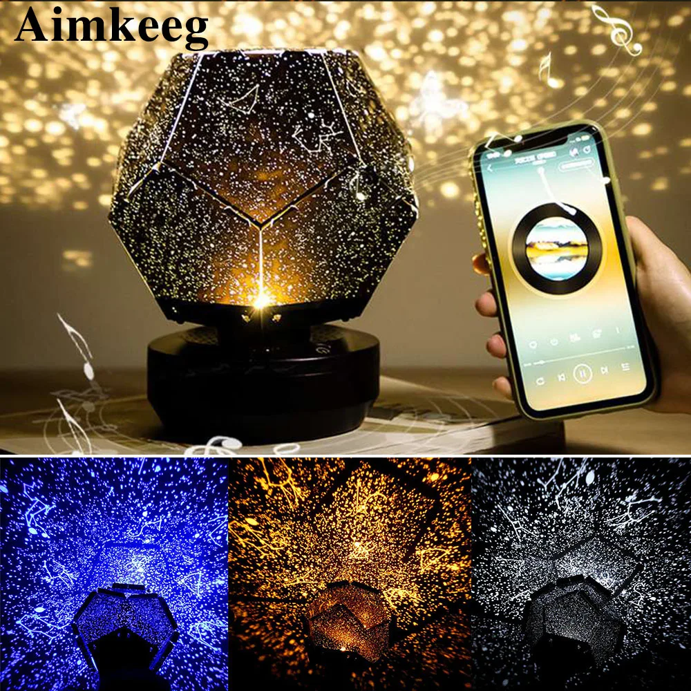 3D Starry Sky Night Light Projector LED Romantic Lamp Galaxy Cosmic Projection for Children Gift Home Party Decoration | Лампы и