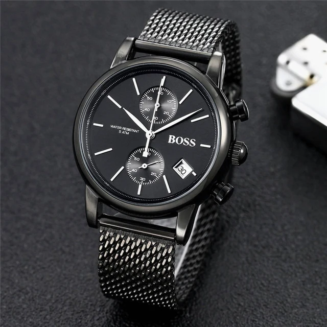 Online Jefe reloj de lujo fashtion relojes para hombre 40mm cronómetro de cuarzo todas las funciones reloj todos los punteros trabajo deisgner impermeable hombre